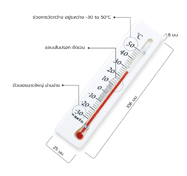 SK Sato SK-1715-00 ปรอทวัดอุณหภูมิตู้เย็น (-30 To 50°C)